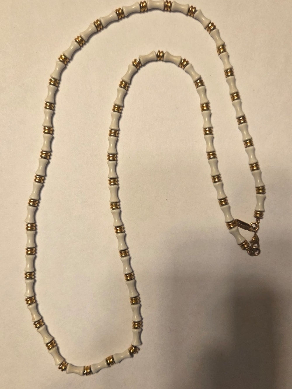Vintage Monet White and Gold Beaded Necklace